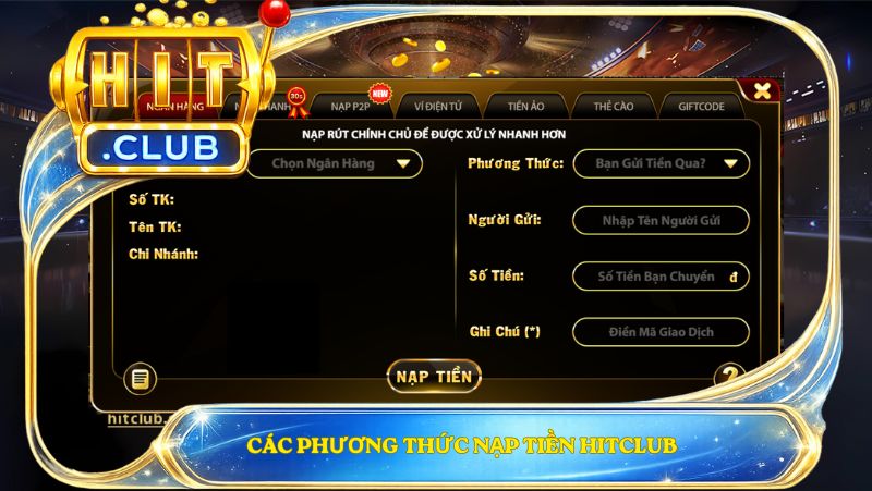 Các phương thức nạp tiền Hitclub